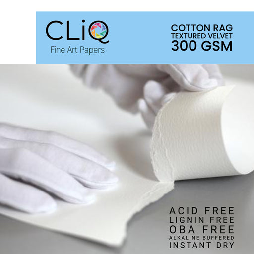 CliQ Cotton Rag Textured Velvet Matte - 300 gsm (23 mil) 