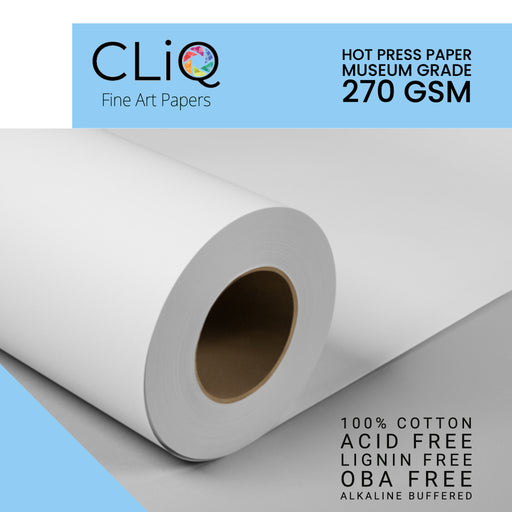 CliQ Smooth Hot Press Fine Art Paper - 270 gsm 